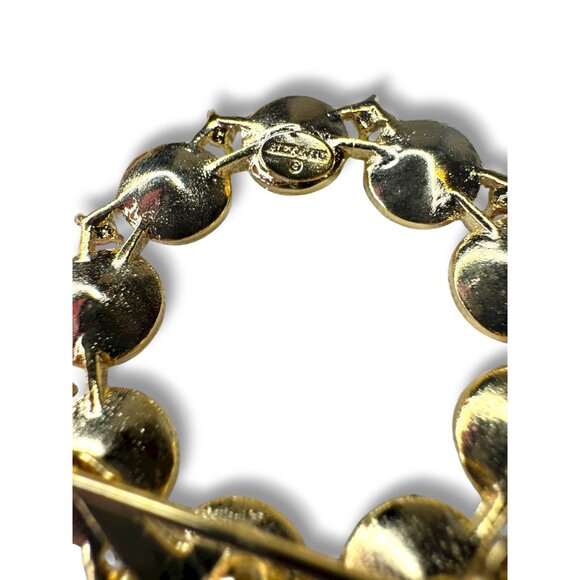 Alex & Ani Colorful Gold-Tone Circle Rhinestone Brooch Signed Uranium Glass Glow - Picture 4 of 13